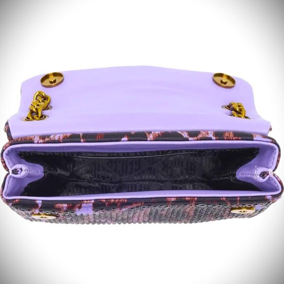 KURT GEIGER Mini Brixton Crystal Satin Crossbody Bag in Light/ Pastel Purple - Picture 9 of 11
